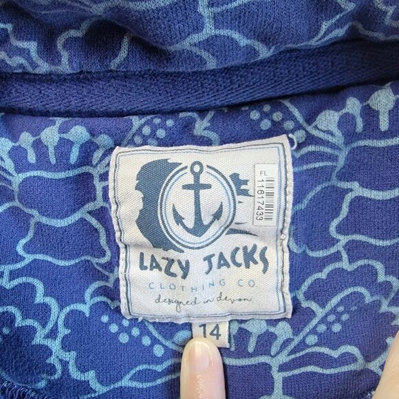 Lazy Jacks Pullover Women's Size 14 Sea Shell Print 100% Cotton High Neck - Picture 3 of 11